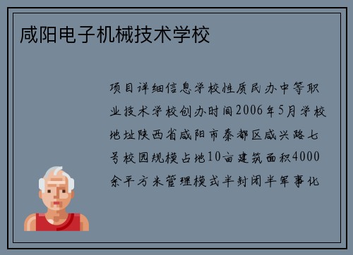 咸阳电子机械技术学校